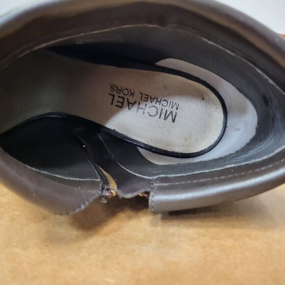 Michael Kors Kendra Peep Toe Booties Brown Leather Ankle Boots Size 8 - Picture 4 of 14